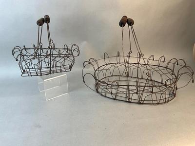 1232 Pair of Two Antique Wire Baskets