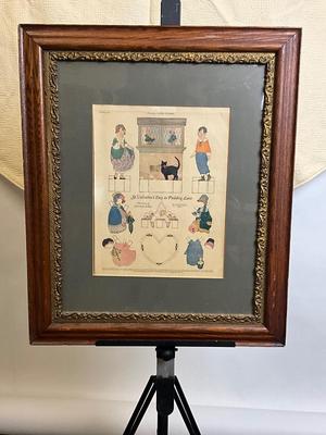 1251 Antique 1923 Ladies Home Journal Framed Valentines Print