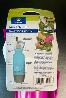 Mist ‘n Sip Dog Water Bottle Treat Holder - New