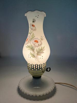 Vintage Milk Glass Hurricane Lamp
