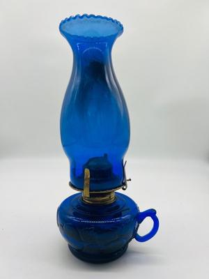 Vintage 50s Antique Cobalt Blue Glass Kerosene Oil Finger