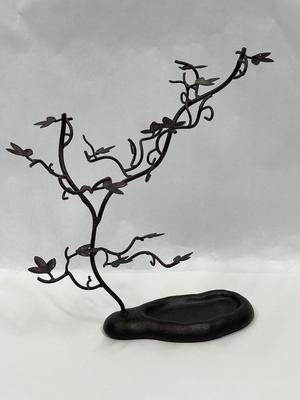 Large Bronze Metal Jewelry Tree for Earrings Necklaces Bracelets, Ring Dish Base