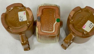 Frankoma Pottery Western Wagon Wheel Design small planter with 2 coffee mugs