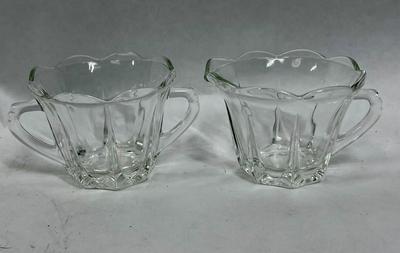 Vintage Glass Sugar Bowl and Creamer