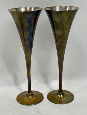 Silver Plated Brass Champagne Toasting Flutes