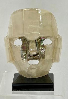 Vintage Mid Century Decor Mayan Aztec Mosaic Mask Mother of Pearl