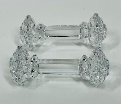 2 Crystal Glass Knife Rests Utensil Holders