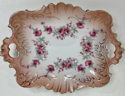Antique Brunswick Germany Tray Platter Porcelain Embossed Floral Pattern