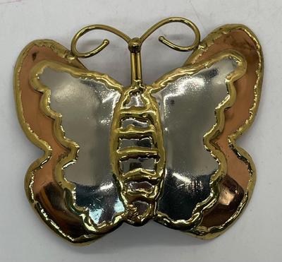 Silver Copper Gold tone Metal Butterfly Brooch