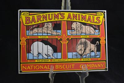 1990 Nabisco Barnum's Animal Crackers Metal Advertising Sign