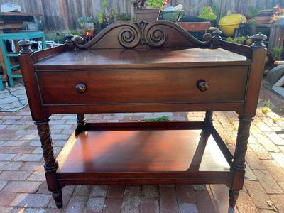 Ralph Lauren Two Tiered End Table Stand Server Mahogany Drawer