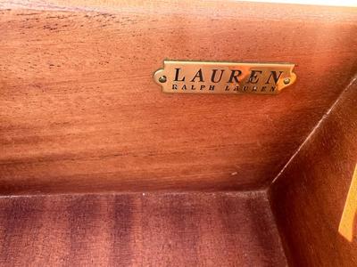 Ralph Lauren Two Tiered End Table Stand Server Mahogany Drawer