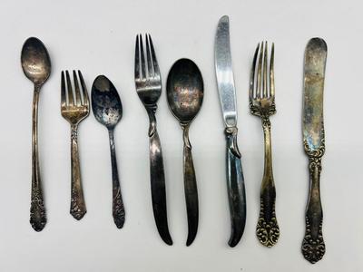 Children’s knives, forks, and spoons Lot Of 8 Sterling & Silverplated