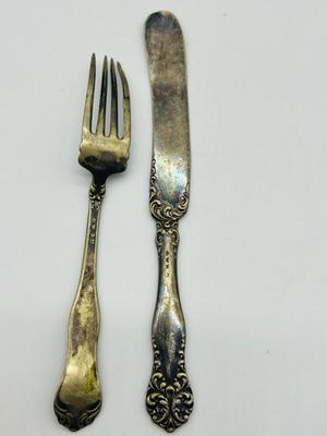 Children’s knives, forks, and spoons Lot Of 8 Sterling & Silverplated