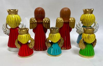 Vintage Homco & Ardco Chalkware Christmas Angel Candle Holders