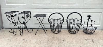 Outdoor Table & Plant Stand/Basket Lot