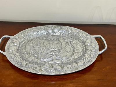 PEWTER Embossed Plater & Trays