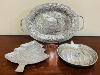 PEWTER Embossed Plater & Trays