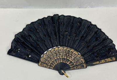 Vintage Black folding Hand Fan