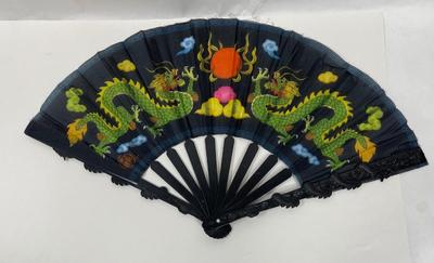 Vintage Green Dragon Folding Hand Fan
