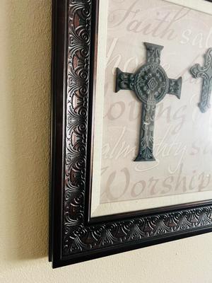 Large Framed Cross Picture