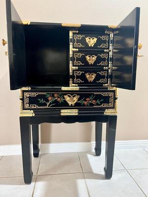 Black Lacquered Hand Painted Chest