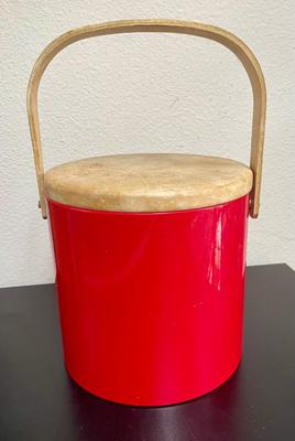 Vintage Ice Bucket with Wood Lid