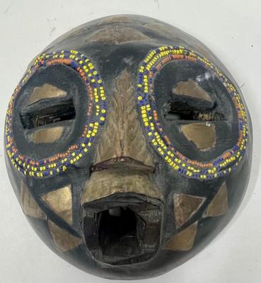 Primitive Carved Wooden Mask - Hand-painted