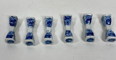 Ceramic Chopstick Rests - Set of 6 Blue & White