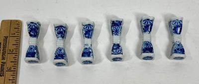 Ceramic Chopstick Rests - Set of 6 Blue & White