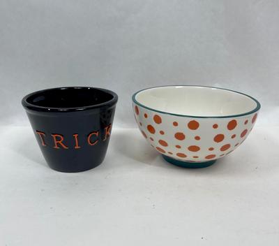 2 Ceramic Halloween Bowls Trick or Treat