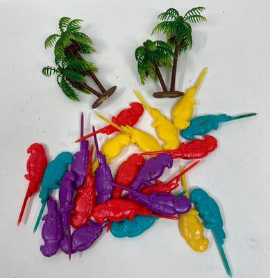 Parrot Picks and Palm Trees Miniature for Cake or Cupcakes