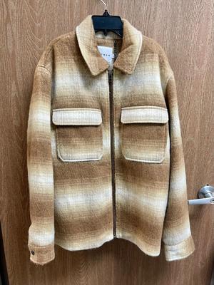 Men's Flannel Zippered Jacket, Size Large