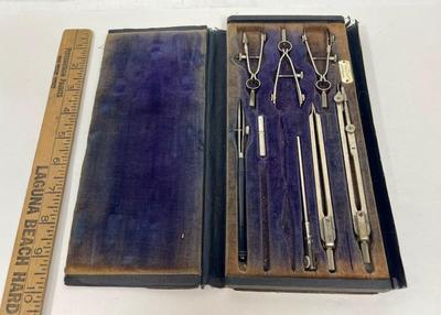 Antique Apollo Drafting Tools with case