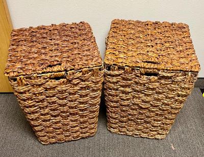 Pair of Wicker Laundry Baskets with Lids