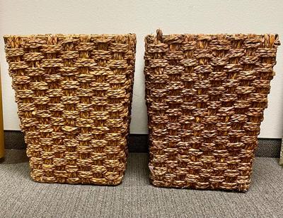 Pair of Wicker Laundry Baskets with Lids