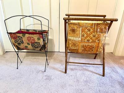 Two Vintage Knitting Basket Sewing Bags