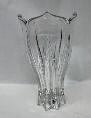 Leaf-Shaped Clear Glass Vase