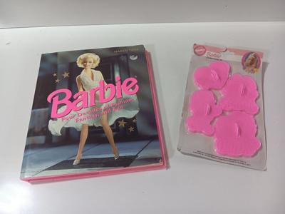 Barbie Cookie cutters sealed in package - and hardbound Barbie book - Four decades of fashion