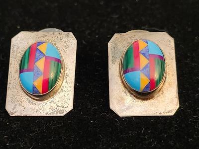 Zuni Multi Gemstone Inlay Earrings