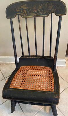 Antique stenciled Boston rocker with cane seat