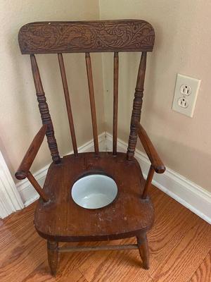 Antique solid wood potty chair