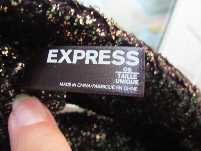 Ladies Winter Neck Scarf/Shawl, Black With Gold Glitter, Express Label