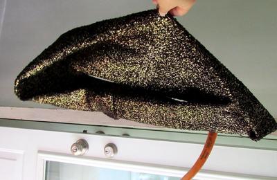 Ladies Winter Neck Scarf/Shawl, Black With Gold Glitter, Express Label