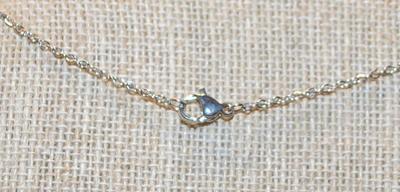 Entangled Hearts PENDANT (¾" x ¾") with Iridescent Green Center Stone on a Silver Tone Necklace Chain 18" L