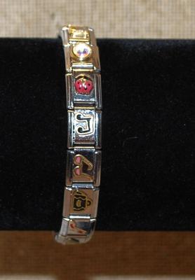 Metal Slightly Expandable Bracelet with Lady Bug, Hearts, Books, Camera, Eiffel Tower, Etc. 3" Diameter