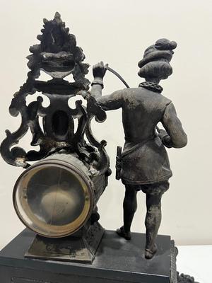 ANTIQUE Late 19th Century French Patinated Bronze figural Mantle Clock