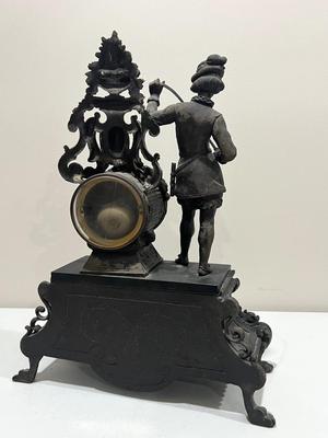 ANTIQUE Late 19th Century French Patinated Bronze figural Mantle Clock