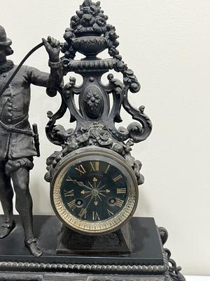 ANTIQUE Late 19th Century French Patinated Bronze figural Mantle Clock
