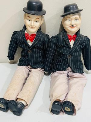 Vintage Musical Laurel & Hardy Porcelain Dolls
